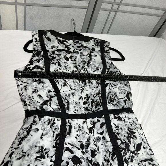 Talbots Monet Flowers A Line Black & White Chiffon Dress - Size 8 - Picture 6 of 14
